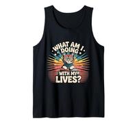 What Am I Doing with My Lives Sarcastic Cat Puns |- Camiseta sin Mangas