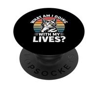 What Am I Doing with My Lives Sarcastic Cat Puns - PopSockets PopGrip Adhesivo