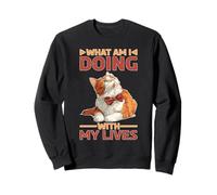 What Am I Doing with My Lives Sarcastic Cat Puns Sudadera