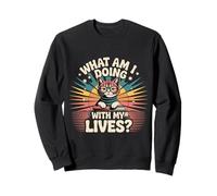 What Am I Doing with My Lives Sarcastic Cat Puns |- Sudadera