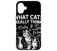 What Cats Really Think Humor Física Gato Ciencia Divertida Carcasa para iPhone 16 Plus