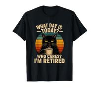 What Day Is Today Who Cares I'm Retired Funny Cute Cat Camiseta