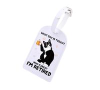 What Day is Today Who Cares I'm Retired Gift Cute Cat Lover Retirement Gift Leave Work Luggage Tag (I'm Retired)