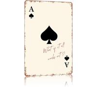 What If It All Works Out Playing Card Metal Sign Retro Home Wall Hanging 8 X 12 in