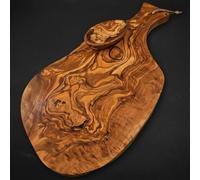 What the Art!® Olive Wood «Serrano» XL | Tabla de cortar de madera de olivo + cuenco + regalo | aprox. 45 x 19 x 2 cm