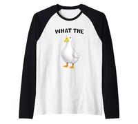 What The Duck Funny Silly Sarcastic Viral Duck Meme Pun Camiseta Manga Raglan