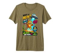 What The Meow Funny Cat UFO Abduction Sci-Fi Alien Camiseta Premium