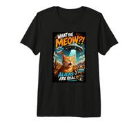 What The Meow Funny Shocked Cat UFO Alien Flying Saucer Camiseta Premium