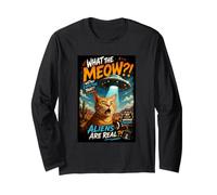 What The Meow Funny Shocked Cat UFO Alien Flying Saucer Manga Larga