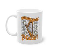 What The Pluck Harpa Harp Player 05720B - Taza de café con arpa de arpa, color blanco