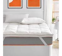 What The Sleep - Topper 200 x 200 cm | Cama 200 cm King Size | Relleno Plumas 1300 gr/m² | Altura 5 cm | 100% Algodón Downproof | Sobrecolchón Efecto Nube Suave Mullido | Top Transpirable | Bass