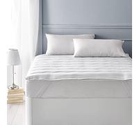 What The Sleep - Topper Acolchado 105 x 190 cm | Cama 105 cm | Cubrecolchón de Fibra 500g | Hipoalergénico | Altura 3 cm | Tacto Seda | Transpirable y Lavable | Duerme Fresquito | Drums