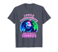 What We Do In The Shadows Laszlo Cravensworth Neon Portrait Camiseta, Hombre, Azul Jaspeado, 3XL
