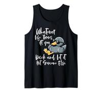 Whatever Life Throws Duck Funny Dichos Humor Hombres Mujeres Niños Camiseta sin Mangas