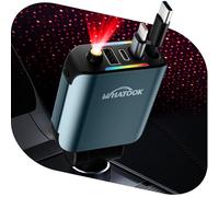 WHATOOK Encendidor de cigarrillos Cargador de automóvil: 【2025 Super Compact】 66W USB C Cargador de automóvil rápido móvil con cielo estrellado led, Cable de carga extraíble para iPhone/Samsung Galaxy