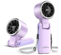 WHATOOK Mini ventilador de mano Portátil : Ventilador USB, 5 velocidades, Ventilador de escritorio plegable con base para la oficina, Viajes al aire libre Violett