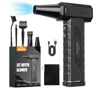WHATOOK Soplador de Aire Eléctrico Potente, 4 Velocidades 250000 RPM Aire Comprimido Limpieza PC Air Duster con 8000mAh Bateríay Luz LED, USB-C Recargable Mini Compressed Air para PC, Teclado, Coche