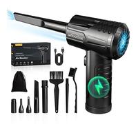 WHATOOK Soplador de Polvo Eléctrico, Soplador de Aire Inalámbrico, Aire Comprimido Limpieza PC 100000RPM, Batería Recargable de 7600 mAh, Aria Compressa per PC, Teclado, Sofá, Automóvil，Oficina