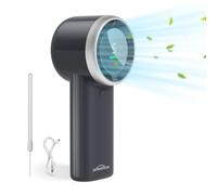 WHATOOK Ventilador Turbo Portátil Potente: 13500 RPM Enfriamiento Instantáneo, Carga Rápida USB 2H, Mini Ventilador de Mano Compacto con 5 Velocidades y Pantalla LED para Viajes/Deporte/Playa (Negro)