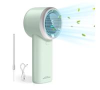 WHATOOK Ventilador Turbo Portátil Potente: 13500 RPM Enfriamiento Instantáneo, Carga Rápida USB 2H, Mini Ventilador de Mano Compacto con 5 Velocidades y Pantalla LED para Viajes/Deporte/Playa (Verde)