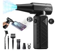 WHATOOK W02 Aire Comprimido Limpieza Inalámbrico: 100 velocidades 250.000 RPM Turbo Mini Compresor PC Air Duster, Soplador de Polvo Eléctrico para Teclado, Electrónica, Coche, Sofá, Cámaras, Taller