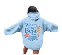 What's The Best That Could Happen - Sudadera lisa con capucha para mujer, diseño gráfico Y2K, suéteres casuales a la moda, ligeros, con capucha, personalizados, a la moda, estética, divertida, azul