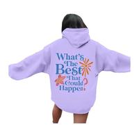 What's The Best That Could Happen - Sudadera lisa con capucha para mujer, diseño gráfico Y2K, suéteres casuales a la moda, ligeros, con capucha, personalizados, a la moda, estética, divertida, Morado