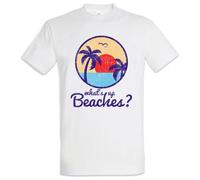 What's Up Beaches II T-Shirt Surfer Surfing Sea Beach Bar and Grill Tiki Wave White M