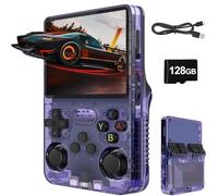 Whatsko R36S Consola Portátil, Consola Retro 128 GB, Sistema RK3326 Arkos, más de 40 000 Juegos, pantalla de 3,5 Pulgadas, Consola Retro Portatil para Jóvenes (Morado)