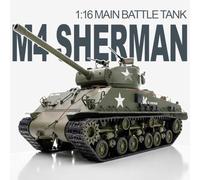 whatstem Tanque teledirigido 1:16 modelo M4A3E8 Sherman, tanque teledirigido de metal con control proporcional de 2,4 GHz, versión clásica, modelo de colección para adultos y jóvenes a partir de 16