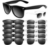 WHB-LOIDBESVE Gafas de sol de fiesta a granel de neón para verano, playa, piscina, cumpleaños, boda, fiesta, suministros (negro y blanco, 48 piezas)