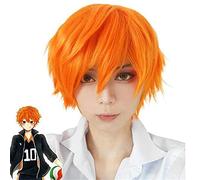 WHBHD 20 cm Anime Haikyuu Karasuno Escuela Secundaria Voleibol Club Cosplay Pelucas shoyo Hinata Jugando a la Naranja Color Pelo Halloween 1: 1 Pelucas
