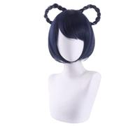 WHBHD 2022 Anime Juego Cosplay Peluca for Genshin Impact Xiangling, Mujeres Corta Azul Oscuro Bob Hair Modeling Party Dress Up Peluca, Pelo sintético Resistente al Calor + Gorra de Peluca