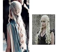 WHBHD 2022 Daenerys Targaryen Cosplay Peluca Gris Pelucas de Pelo Rubia onduladas largas Game of Thrones Dragón Madre cos de Halloween Fiesta de Fiesta Peluca