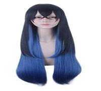WHBHD 2022 Demonio Slayer Hashibira Inosuke Anime Wig Cosplay Largo Pelo Comic- con Halloween Party Carnival Men y Mujeres Anime Fans Regalo (Negro y Azul)