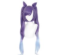 WHBHD 2022 Genshin Impact keqing Mezclado púrpura coletails Peluca Largo Calor Resistente al Calor sintético Halloween Party Cosplay rol Juego