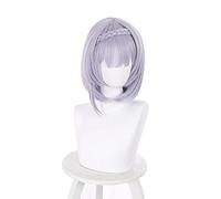 WHBHD 2022 GENSHIN Impact Noelle Cosplay 35 CM BRENDE DE FRENAJE Corte Corte PULAR Purple Cosplay Pelucas de Anime Resistente al Calor Sintético Sintético Pelucas de Halloween
