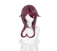 WHBHD 2022 GENSHIN Impact Rosaria Cosplay Pelo SIMULACIÓN SIGULACIÓN PRETÍFICO PRETÍFICO Fuchsia Pelo Pelo SINTÉTICO Resistente for AMIE Comer