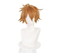 WHBHD 2022 Genshin Impact tartaglia Cosplay 30 cm Corto Navidad marrón Peluca Cosplay Anime Pelucas de Calor Resistente al Calor Pelucas sintéticas de Halloween