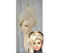 WHBHD 2022 Juego AY Angela Misericordia Ropa Corta Rubia Ponillo de Caballo Resistente al Calor Cosplay Peluca de Vestuario