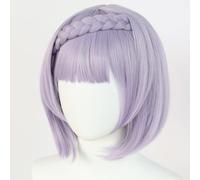 WHBHD 2022 Juego de Anime Cosplay Peluca for Genshin Impact Noyelle, Mujeres Púrpura Bob Purple Modeling Peloteo Vestir Peluca, Pelo Sintético Resistente al Calor + Casquillo de Peluca