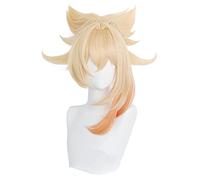WHBHD 2022 Juego Genshin Impact rol Youimiya Wig Cosplay Ponytail Pendiente Gradiente Rubio Naranja Resistente al Calor Resistente al Calor Halloween Anime Play