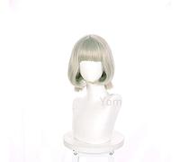 WHBHD 2022 Juego Genshin Impactar Personaje Sayu Cosplay Silver Silver Ponytail Peluca de Pelo Corto Halloween COS Props Resistente al Calor Sintético