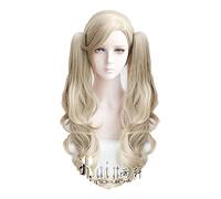 WHBHD 2022 P5 Persona 5 Anne Takamaki Lino Largo Ropa rizada Color Color con 2 Clips en Cola de Caballo Peluca de Traje de Cosplay Resistente al Calor