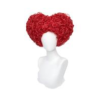 WHBHD Alicia en el país de Las Maravillas Reina Roja Cosplay Peluca de Peluca Reina de Corazones Curly Pelucas de Pelo Rojo + Peluca Cap