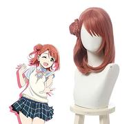 WHBHD Amor Vive Uehara ayumu Cosplay Wig LoveLive Pdp Pelucas Marrones rojizas de Cosplay con el Pelo sintético Resistente al Calor del Bollo
