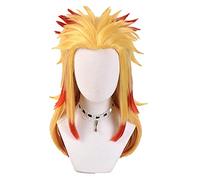 WHBHD Anime Emon Slayer Rengoku Shinjurou 45 cm Degradado de Color Amarillo-Rojo de la Peluca Cosplay Pelucas de Anime Resistente al Calor Pelucas sintéticas Resistentes al Calor Halloweenanime