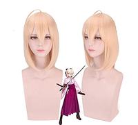 WHBHD Anime Fate Grand Order Sakura Sabre Okita Souji Wig Cosplay TRASPO DE COSPURA Forte IR Mujeres CORTAN EL Pelo SINTÉTICO DE Halloween Pelucas de Fiesta
