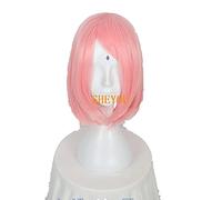 WHBHD Anime Haruno Sakura Cabello de Estilo Rosa Corto con Diadema Pelucas de Traje de Cosplay Resistente al Calor + Peluca Cap