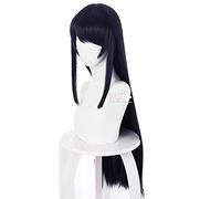 WHBHD Anime Invasión de Gran Altura Honjo Yuri Cosplay Peluca Larga Pelo Negro Girl Cos Peluca Pelo Resistente al Calor + Peluca Cap Papel Papel Props